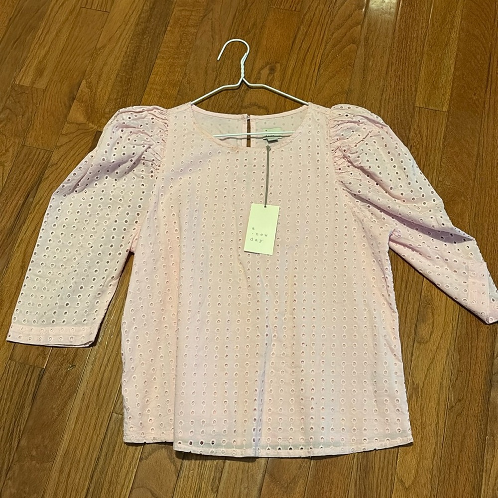 Pink eyelet top